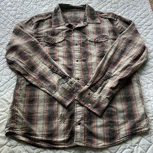 Point X Shirt Size XL Long Sleeve Button Down Red Pearl Snaps Custom Vintage